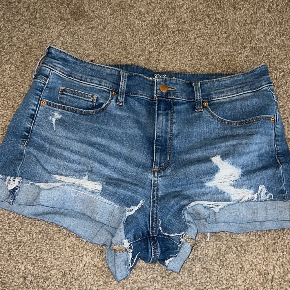 Blue Ripped Jean Shorts